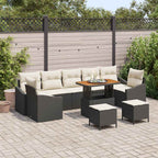 Gartensofa-set mit Kissen 10 pcs Schwarz Poly Rattan
