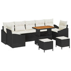 Gartensofa-set mit Kissen 10 pcs Schwarz Poly Rattan
