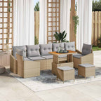 Gartensofa-set mit Kissen mit Speicher 10 pcs Beige Poly Rattan