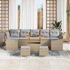 Gartensofa-set mit Kissen mit Speicher 10 pcs Beige Poly Rattan