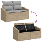 Gartensofa-set mit Kissen mit Speicher 10 pcs Beige Poly Rattan