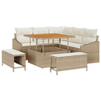 Gartensofa-set mit Kissen mit Speicher 8 pcs Beige Poly Rattan