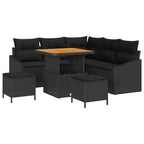 Gartensofa-set mit Kissen 8 pcs Schwarz Poly Rattan