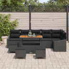 Gartensofa-set mit Kissen 10 pcs Schwarz Poly Rattan