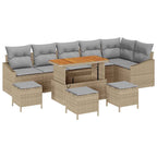 Gartensofa-set mit Kissen mit Speicher 10 pcs Beige Poly Rattan