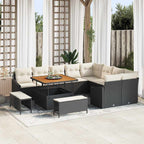 Gartensofa-set mit Kissen 12 pcs Schwarz Poly Rattan