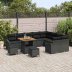 Gartensofa-set mit Kissen 12 pcs Schwarz Poly Rattan