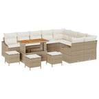 Gartensofa-set mit Kissen mit Speicher 13 pcs Beige Poly Rattan