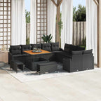 Gartensofa-set mit Kissen 13 pcs Schwarz Poly Rattan