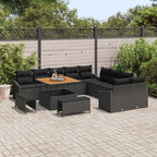 Gartensofa-set mit Kissen 13 pcs Schwarz Poly Rattan