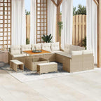 Gartensofa-set mit Kissen mit Speicher 13 pcs Beige Poly Rattan