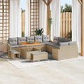 Gartensofa-set mit Kissen mit Speicher 13 pcs Beige Poly Rattan