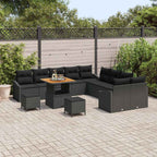 Gartensofa-set mit Kissen 13 pcs Schwarz Poly Rattan