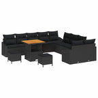 Gartensofa-set mit Kissen 13 pcs Schwarz Poly Rattan