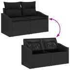 Gartensofa-set mit Kissen 13 pcs Schwarz Poly Rattan