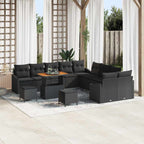 Gartensofa-set mit Kissen 13 pcs Schwarz Poly Rattan