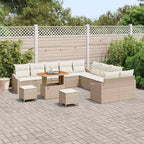 Gartensofa-set mit Kissen mit Speicher 13 pcs Beige Poly Rattan