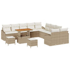 Gartensofa-set mit Kissen mit Speicher 13 pcs Beige Poly Rattan
