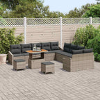 Gartensofa-set mit Kissen mit Speicher 13 pcs Grau Poly Rattan