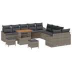 Gartensofa-set mit Kissen mit Speicher 13 pcs Grau Poly Rattan