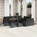 Gartensofa-set mit Kissen 13 pcs Schwarz Poly Rattan
