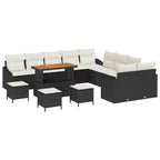 Gartensofa-set mit Kissen 13 pcs Schwarz Poly Rattan