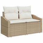 Gartensofa-set mit Kissen mit Speicher 13 pcs Beige Poly Rattan