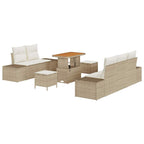 Gartensofa-set mit Kissen mit Speicher 8 pcs Beige Poly Rattan