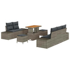 Gartensofa-set mit Kissen mit Speicher 8 pcs Grau Poly Rattan
