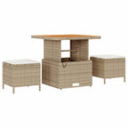 Gartensofa-set mit Kissen mit Speicher 9 pcs Beige Poly Rattan