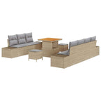 Gartensofa-set mit Kissen mit Speicher 10 pcs Beige Poly Rattan