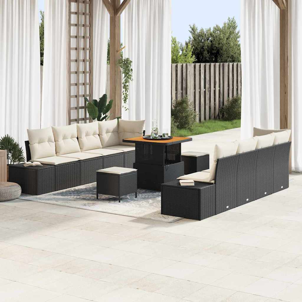 Gartensofa-set mit Kissen Schwarz 80 x 80 x 71 cm Poly Rattan