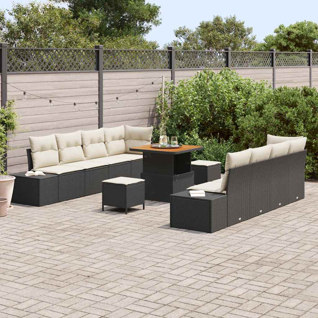 Gartensofa-set mit Kissen Schwarz 80 x 80 x 71 cm Poly Rattan