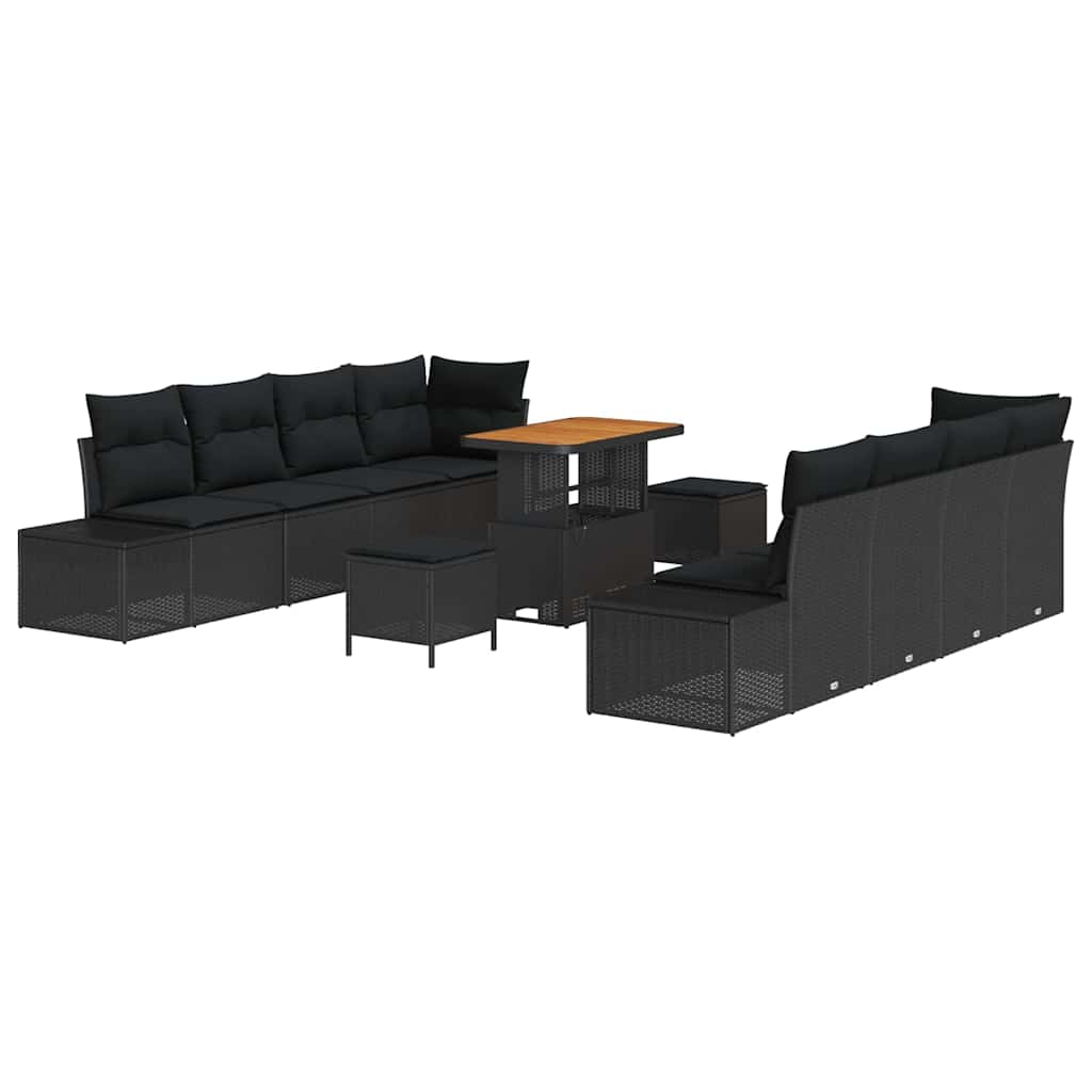 Gartensofa-set mit Kissen Schwarz 90 x 55 x 71 cm Poly Rattan