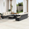 Gartensofa-set mit Kissen Schwarz 264 x 62 x 85 cm Poly Rattan