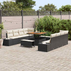 Gartensofa-set mit Kissen Schwarz 264 x 62 x 85 cm Poly Rattan