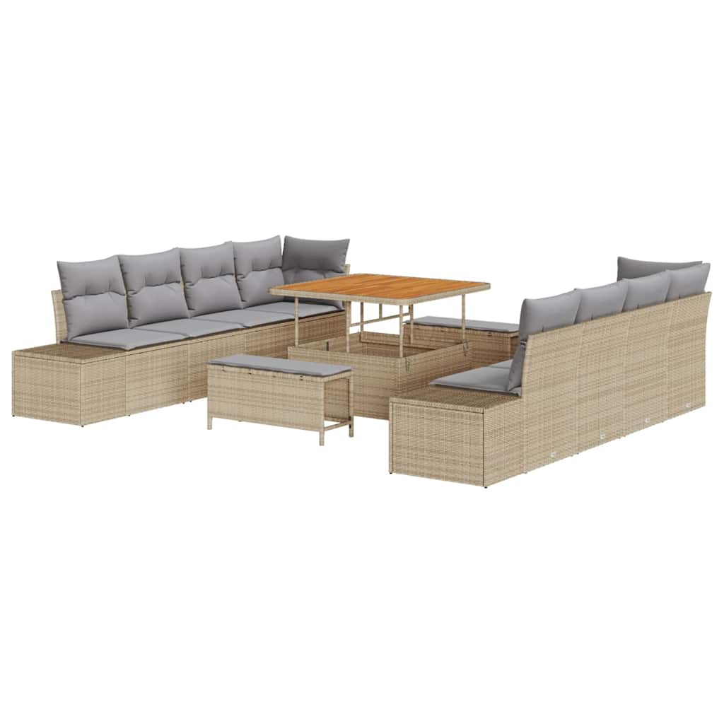 Gartensofa-set mit Kissen Beige 100 x 100 x 71 cm Poly Rattan