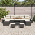 Gartensofa-set mit Kissen 10 pcs Schwarz Poly Rattan