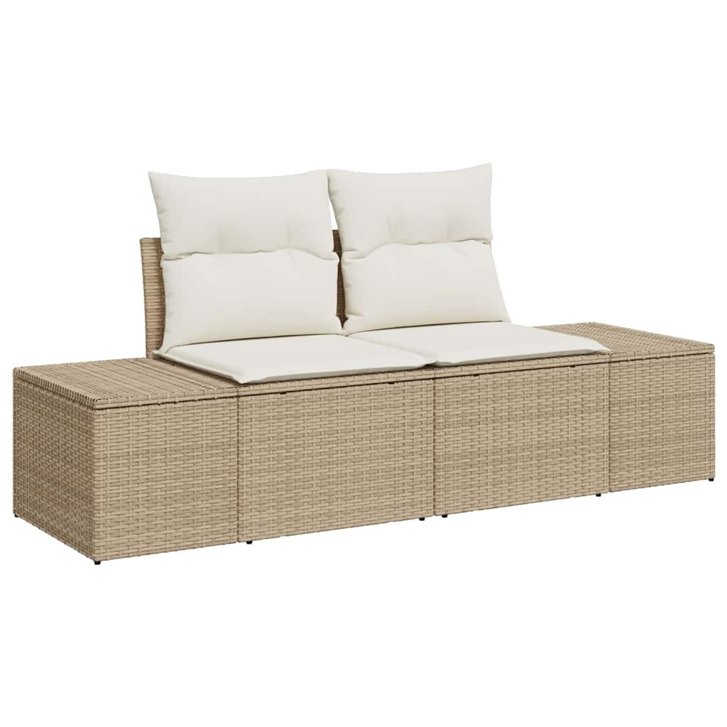 Gartensofa-set mit Kissen mit Speicher 10 pcs Beige Poly Rattan
