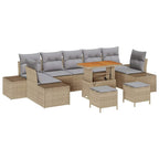 Gartensofa-set mit Kissen mit Speicher 10 pcs Beige Poly Rattan