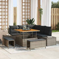 Gartensofa-set mit Kissen mit Speicher 8 pcs Grau Poly Rattan