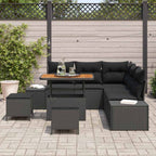 Gartensofa-set mit Kissen 8 pcs Schwarz Poly Rattan