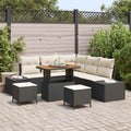 Gartensofa-set mit Kissen 8 pcs Schwarz Poly Rattan