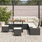 Gartensofa-set mit Kissen 8 pcs Schwarz Poly Rattan