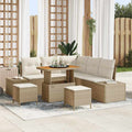 Gartensofa-set mit Kissen mit Speicher 8 pcs Beige Poly Rattan
