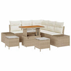 Gartensofa-set mit Kissen mit Speicher 8 pcs Beige Poly Rattan