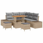 Gartensofa-set mit Kissen mit Speicher 8 pcs Beige Poly Rattan