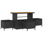 Gartensofa-set mit Kissen 9 pcs Schwarz Poly Rattan