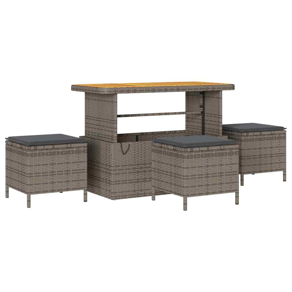 Gartensofa-set mit Kissen mit Speicher 9 pcs Grau Poly Rattan