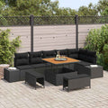 Gartensofa-set mit Kissen 9 pcs Schwarz Poly Rattan